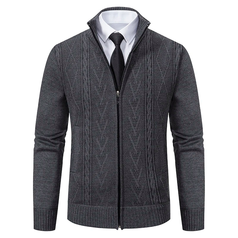 2023 Autumn and Winter New Cashmere Padded Warm Casual Men's Knitted Sweater Coat
