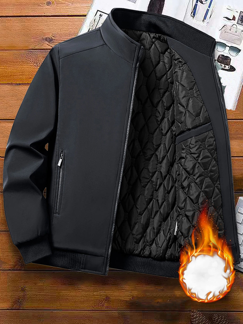 Men's Casual Stand Collar Winter Jacket - Thickened Warm Coat for Autumn and Winter