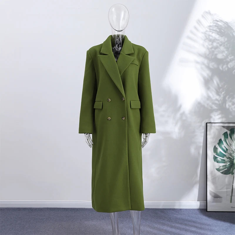 2026 Autumn Winter Solid Women's Woolen Overcoat Urban Long Sleeve Lapel Button Female Outwear Elegant Fashion Lady Overcoats