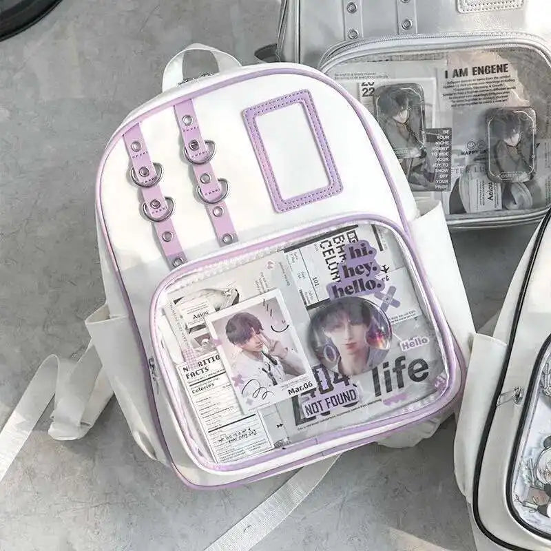 Y2K Cute Mini Backpack Women Kawaii Ita Bag Sweet Girl Transparent Rucksack DIY Display Knapsack Lolita Preppy Style School Bags
