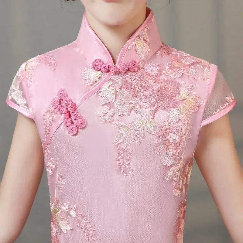 Tang Costume Girl Dress Qipao Children Outfit Stage Party Cheongsams Baby Hanfu Kids Clothing Vestidos Summer Girls Dresses