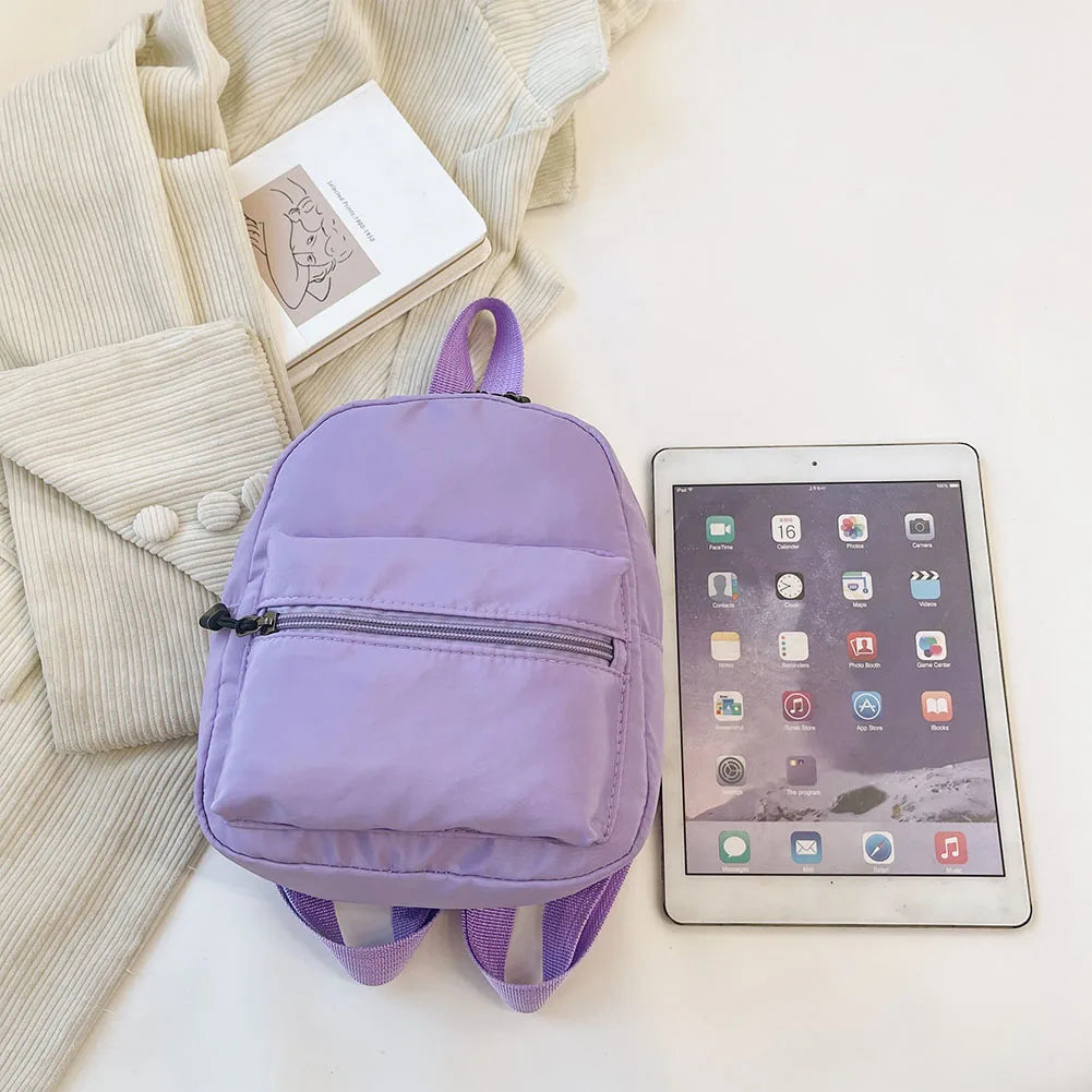 Fashion Solid Color Backpack Women Nylon Knapsack Preppy Style Mini Rucksacks