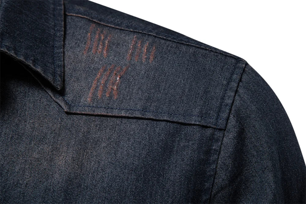 AIOPESON Elastic Cotton Denim Shirt Men Long Sleeve Quality Cowboy Shirts for Men Casual Slim Fit Jeans Men Shirts