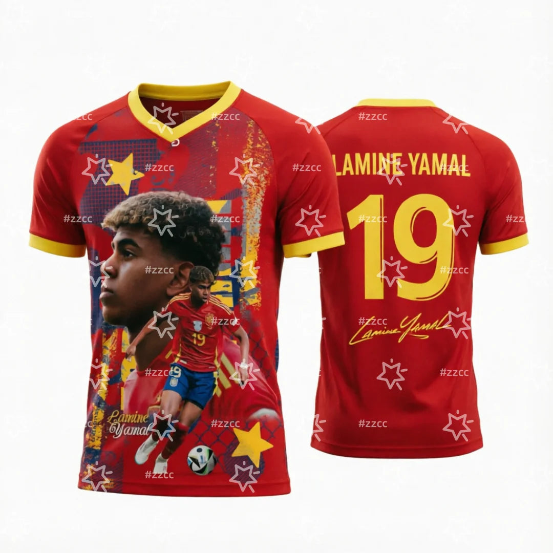 2026 Lamine Yamal Fan Commemorative Gift No.19 football jersey Summer Sports Men's T-Shirt Children's Clothing Tee Y2k Woman ﻿