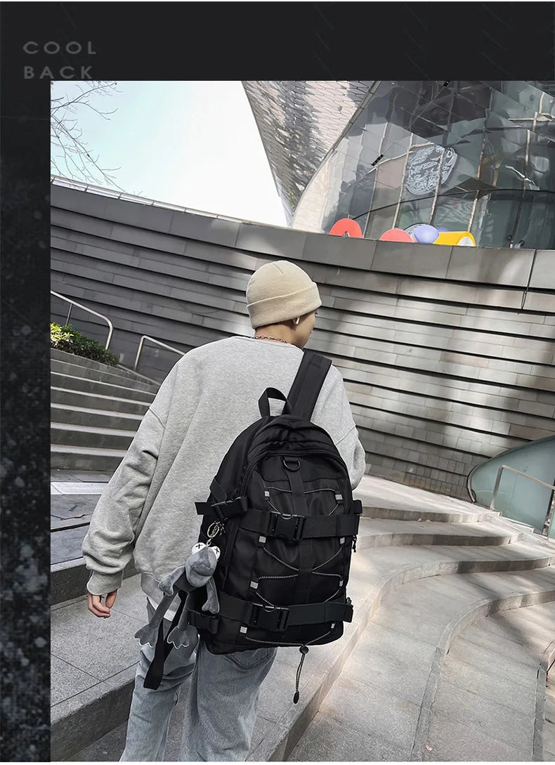 Backpack men and women cool backpack leisure junior high school students backpack personality skateboard
