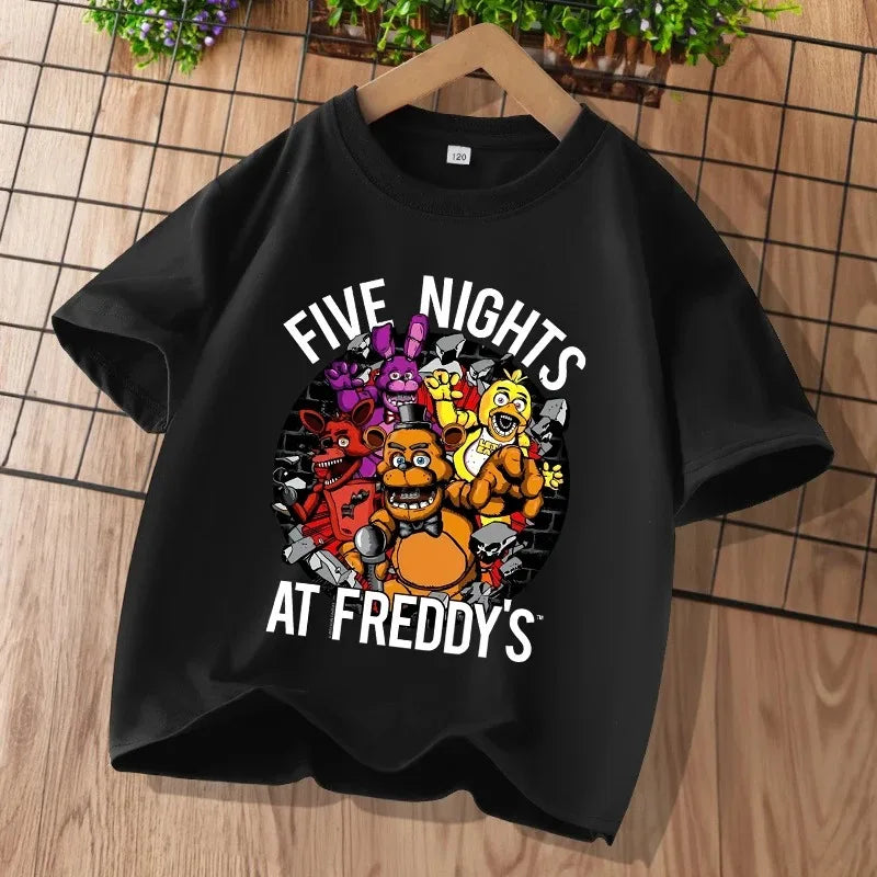 2026 Cartoon Five Nights At Freddys Kids T-shirts FNAF Graphic T-shirt Children Casual Sports Tops Short Sleeves Kids Clothing