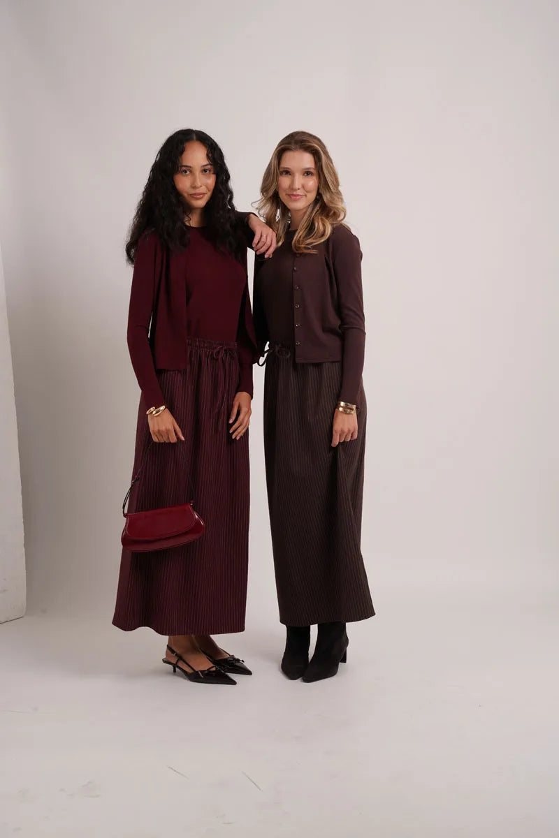 AS AW26 Pinstripe collection woman clothes ribbing cardigan + Embroidery vest  + Pinstripe slip dress+  Pinstripe  skirt