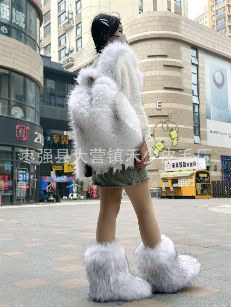 2026 NEW FASHION Y2K Faux Fur FOR Women Backpack Solid Soft Fleece Knapsack Harajuku Style Winter Ladies Bag