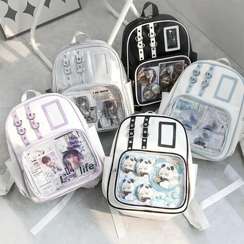 Y2K Cute Mini Backpack Women Kawaii Ita Bag Sweet Girl Transparent Rucksack DIY Display Knapsack Lolita Preppy Style School Bags