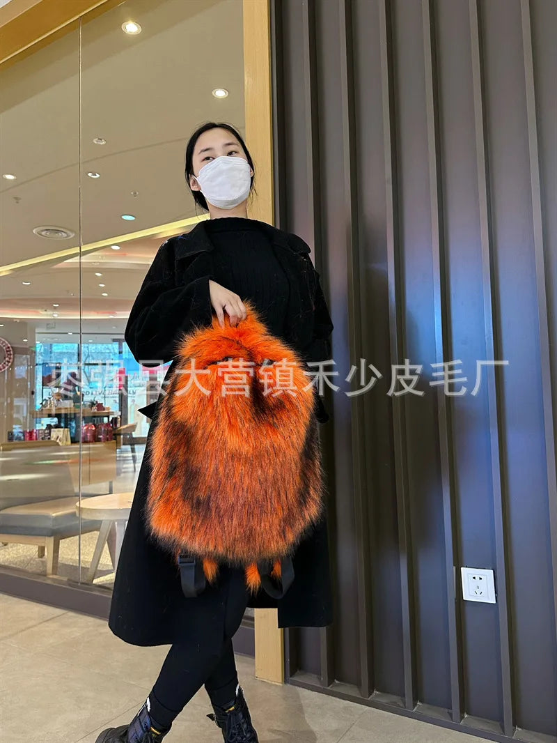2026 NEW FASHION Y2K Faux Fur FOR Women Backpack Solid Soft Fleece Knapsack Harajuku Style Winter Ladies Bag