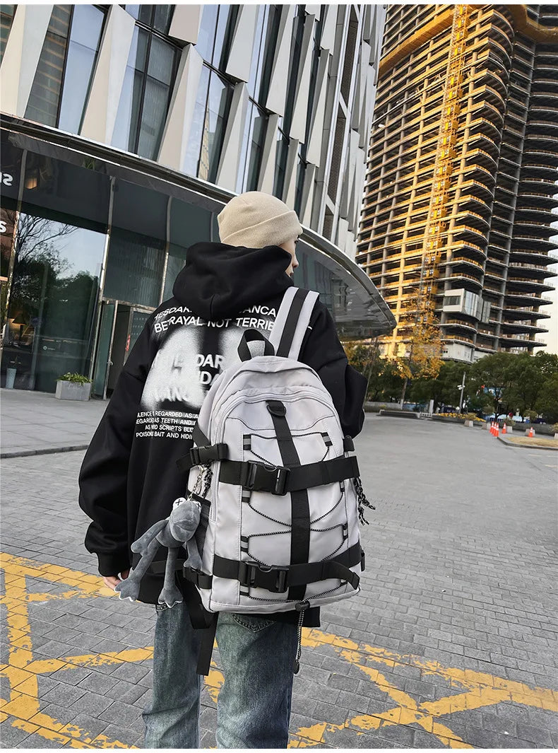 Backpack men and women cool backpack leisure junior high school students backpack personality skateboard