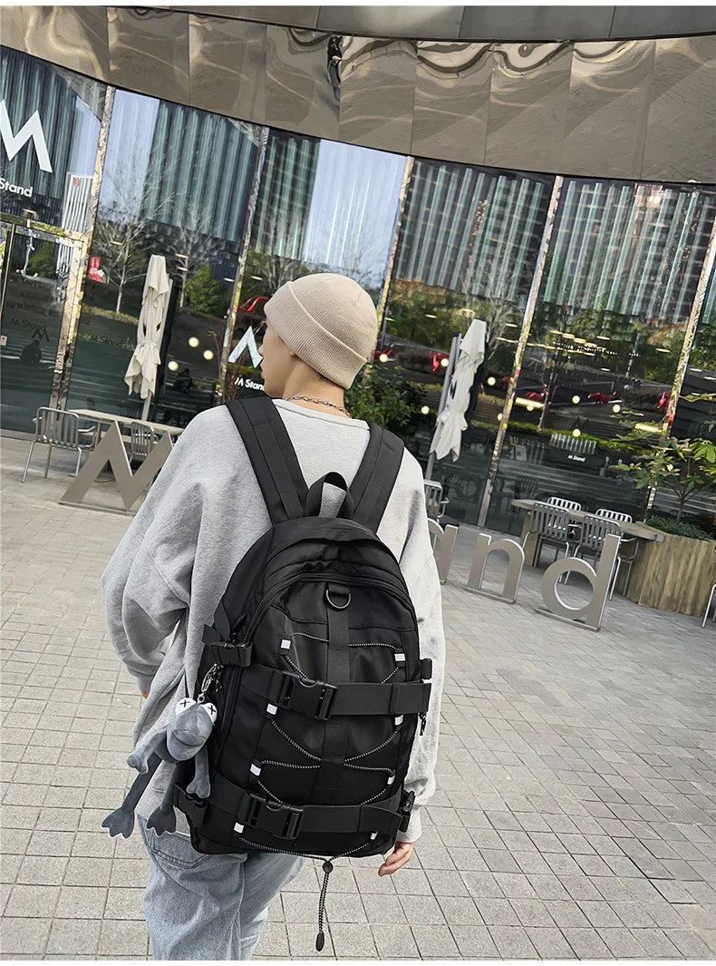 Backpack men and women cool backpack leisure junior high school students backpack personality skateboard