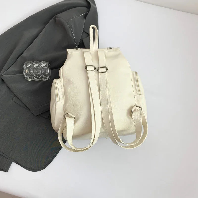 Rivet Y2K Backpack Women Gothic Punk PU Leather Shoulder Bag Ladies Vintage Harajuku Backpacks College Large Capacity School Bag