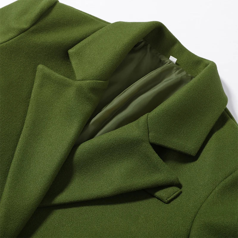 Women's Long Overcoats Lapel Full Sleeve Oversized Woolen Coats Autumn Female Double Breasted Solid Loose Jackets New Outerwears