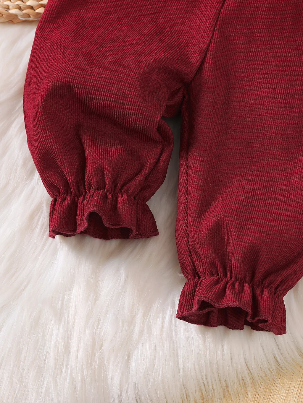 Baby Girl Christmas 2Pcs Outfit Set Sweet Top Ruffle Bow Suspender Jumpsuit Pants Autumn Winter Baby Clothing for 0‑18 Months