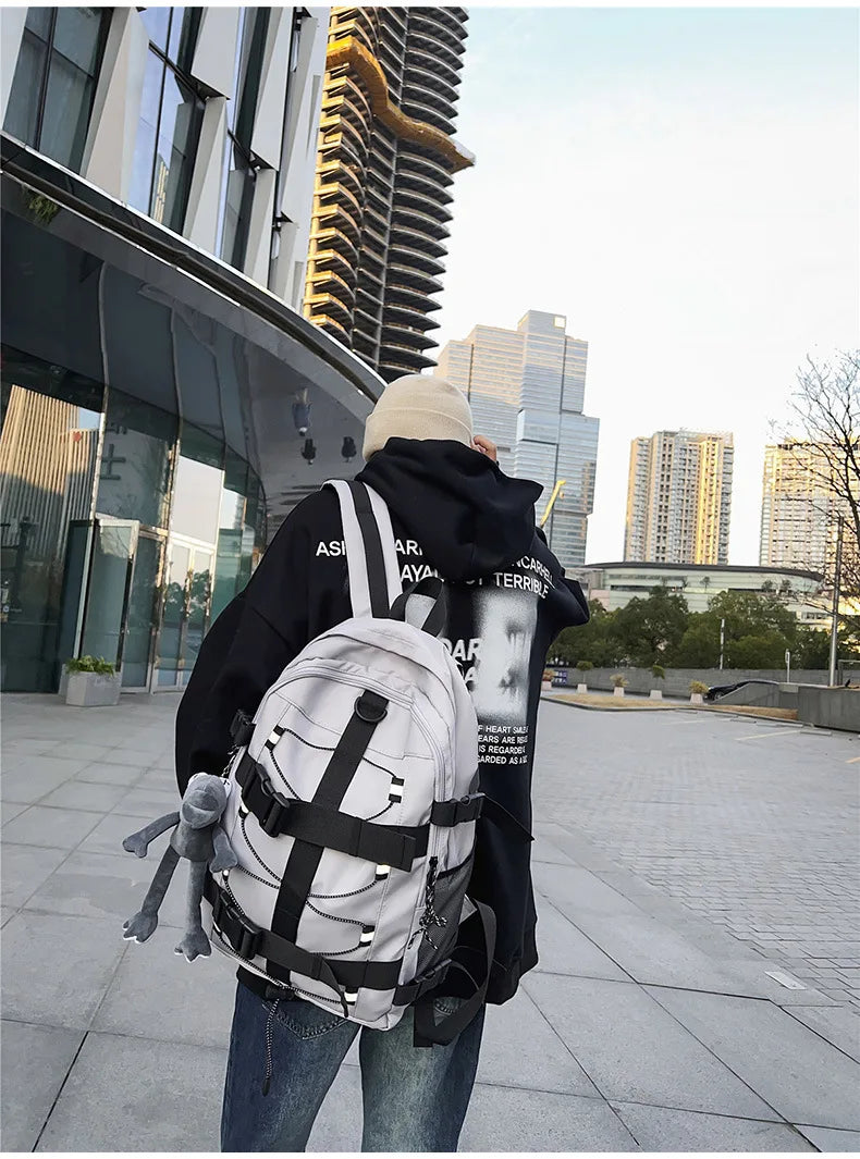 Backpack men and women cool backpack leisure junior high school students backpack personality skateboard