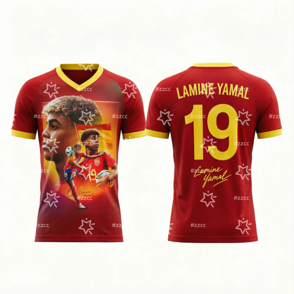 2026 Lamine Yamal Fan Commemorative Gift No.19 football jersey Summer Sports Men's T-Shirt Children's Clothing Tee Y2k Woman ﻿