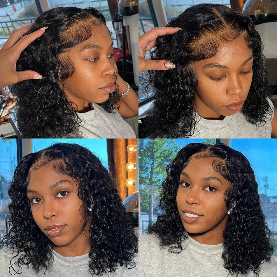 Peruvian Hair Kinky Curly 13X4 Lace Front Short Bob Wig 100% Human Hair Wig For Women 4x4 Lace Closure bob Virgin hair Curl Wig