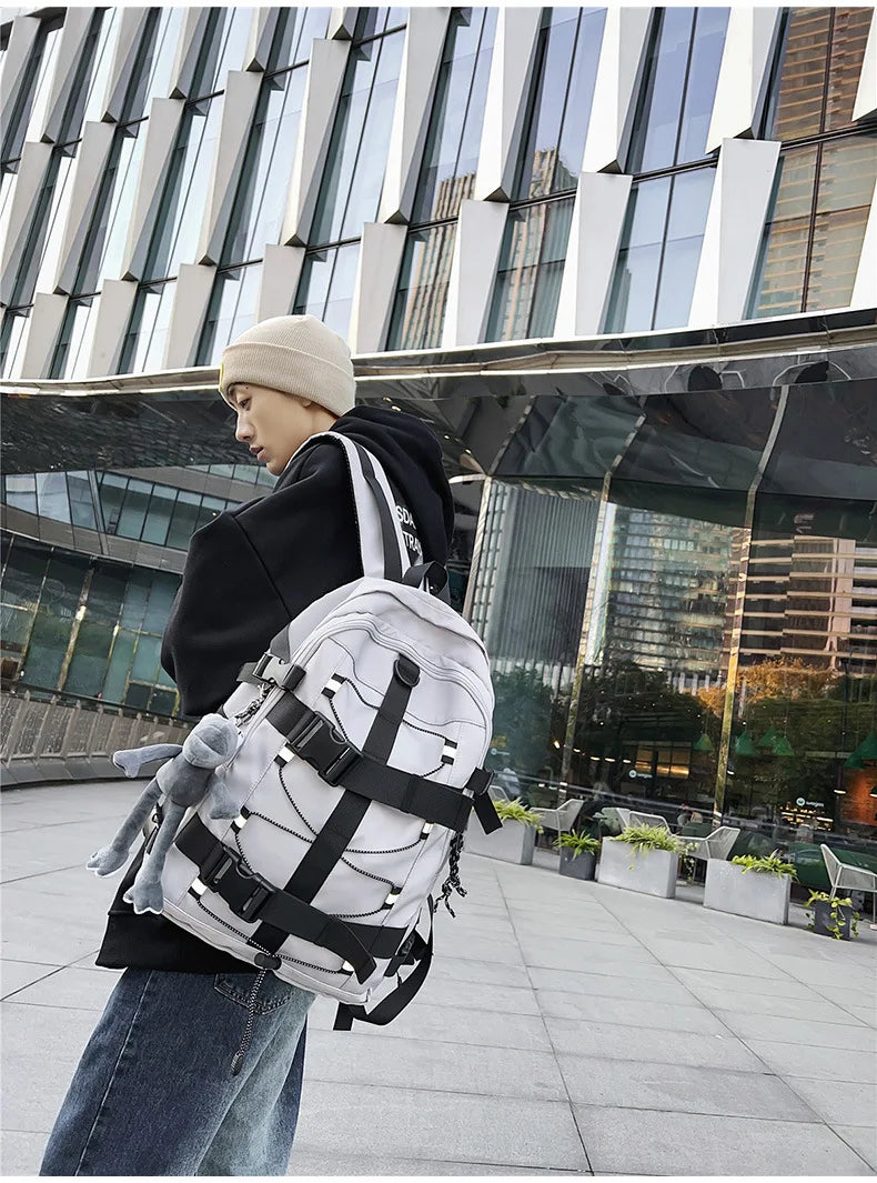 Backpack men and women cool backpack leisure junior high school students backpack personality skateboard