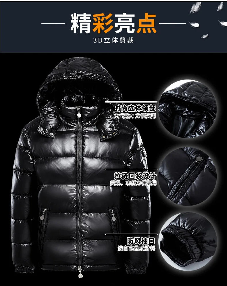 2026 Fashion Waterproof Short Cotton Jackets Men's Black Lightweight Snow Parkas High Quality Glossy Parkas Winter Jackets Male