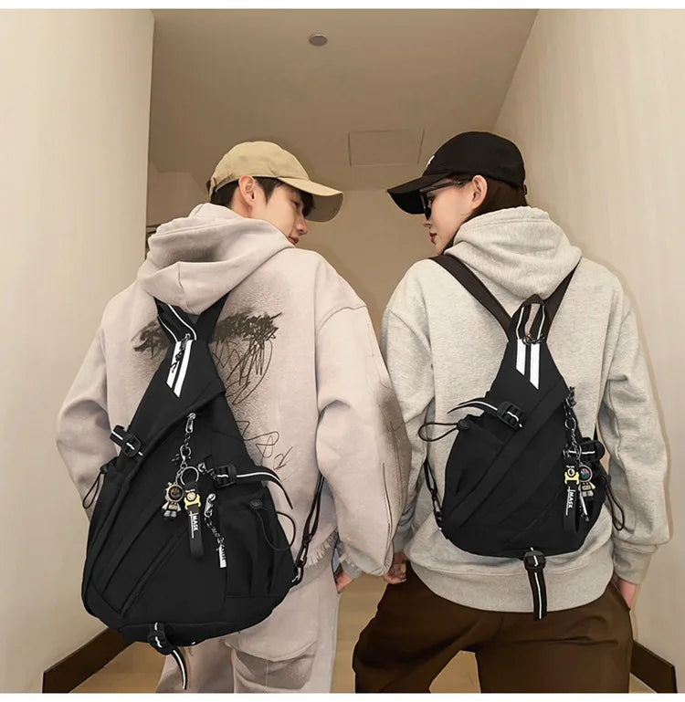 2024 Techwear Style Hip Hop Sport Motorcycle Backpack Men Women Multifunction Waterproof Travel Single Shoulder School Bag