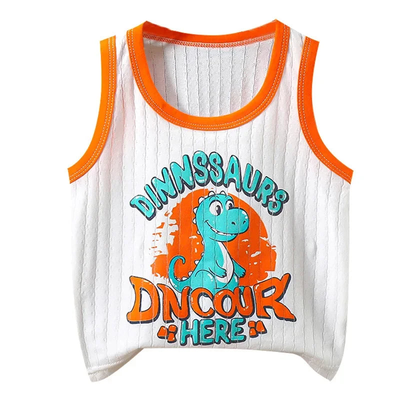 Cotton Cartoon Kids Boys Casual Tank Tops For Baby Summer Children Vests For Girls Clothing