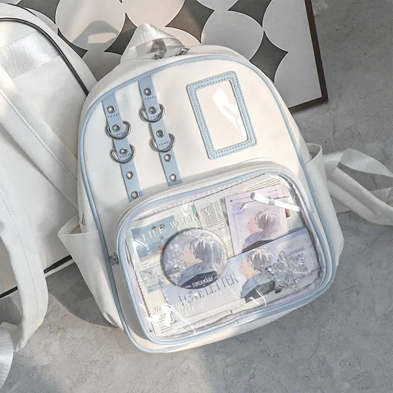 Y2K Cute Mini Backpack Women Kawaii Ita Bag Sweet Girl Transparent Rucksack DIY Display Knapsack Lolita Preppy Style School Bags