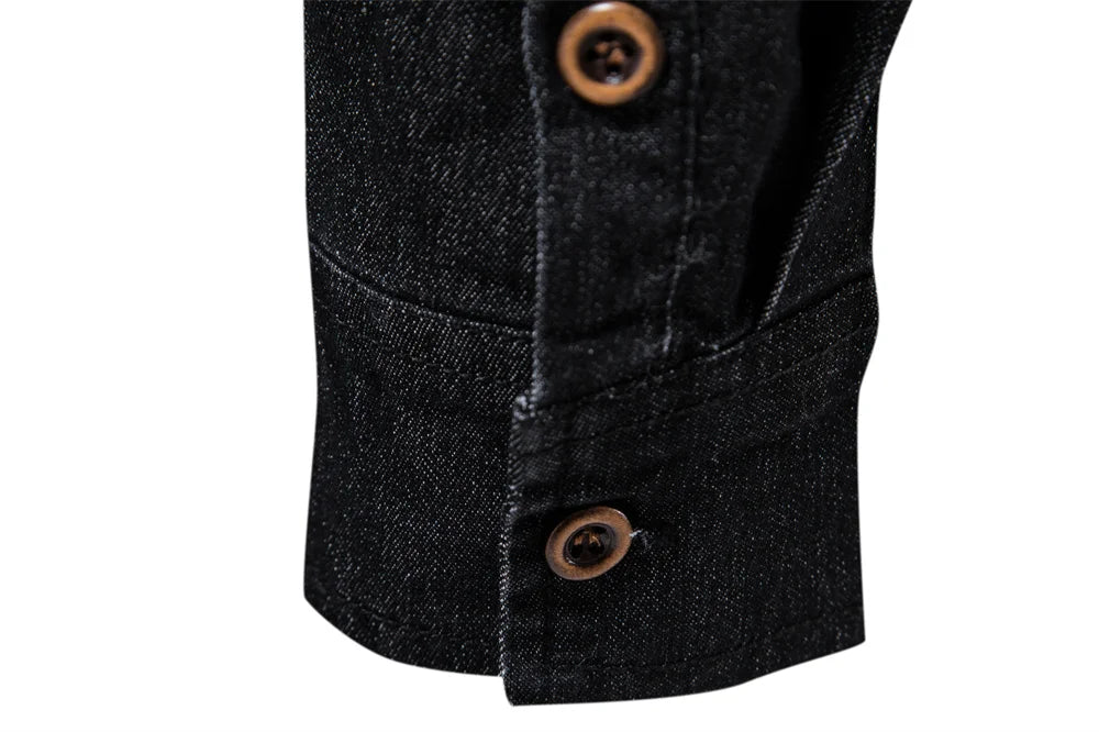 AIOPESON Elastic Cotton Denim Shirt Men Long Sleeve Quality Cowboy Shirts for Men Casual Slim Fit Jeans Men Shirts