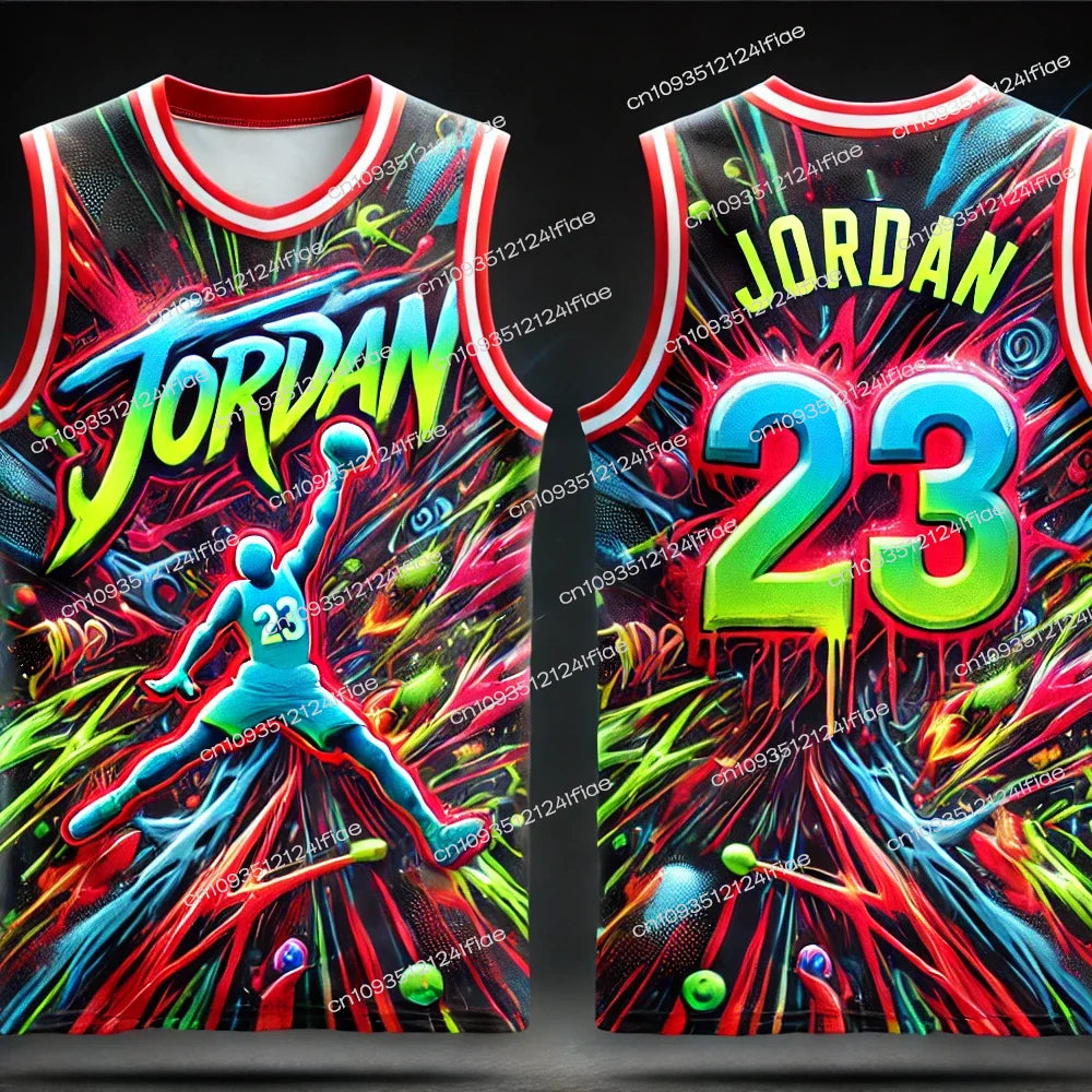 New Arrivals 2025 Jordan No. 23 Basketball Jersey Fan Special Collection Jersey Vest Men's Quick-Drying Vest Graffiti clothing