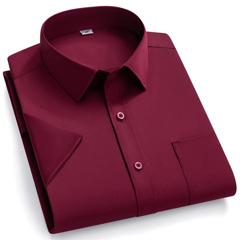 New Men Shirts Short Sleeves Dress Shirts For Men Slim Fit Camisa Social Business Blouse Pocket White Shirt Men's clothing S-7XL