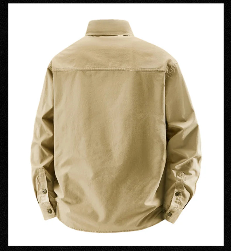 Business Military Shirts Men Tactics Long Sleeve Spring Autumn 100% Cotton Vintage Multi-pocket Cargo Shirts Menswear Clothing