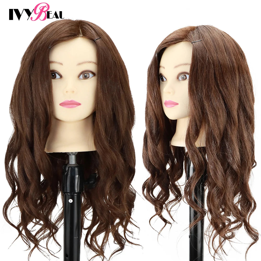 85% Real Human Hair Mannequin Head For Hair Training Styling Professional Hairdressing Cosmetology Dolls Head For Hairstyles