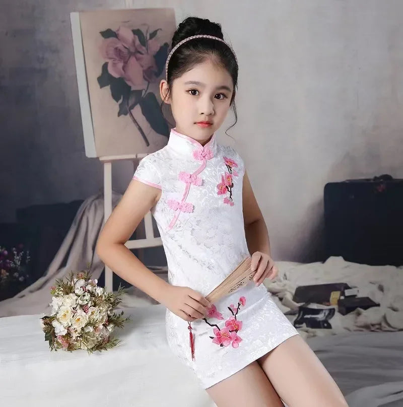 Tang Costume Girl Dress Qipao Children Outfit Stage Party Cheongsams Baby Hanfu Kids Clothing Vestidos Summer Girls Dresses