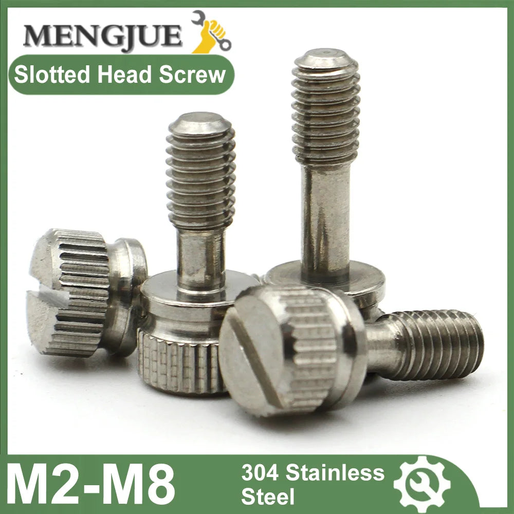 M2 M2.5 M3 M4 M5 M6 M8 304 Stainless Steel GB839 Knurled Non-Loosening Slotted Screws | Hand-Tightened Anti-Loosening Design