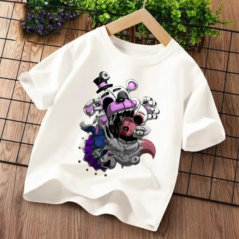2026 Cartoon Five Nights At Freddys Kids T-shirts FNAF Graphic T-shirt Children Casual Sports Tops Short Sleeves Kids Clothing