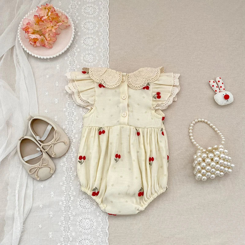 2026 New Spring Infant Baby Girls Romper Baby Girl Clothing Long Sleeved Embroidery 0-24M Newborn Baby Girls Bodysuits