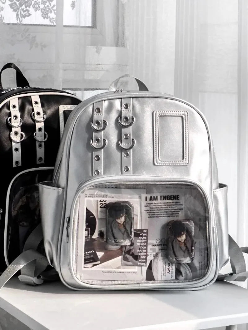 Y2K Cute Mini Backpack Women Kawaii Ita Bag Sweet Girl Transparent Rucksack DIY Display Knapsack Lolita Preppy Style School Bags