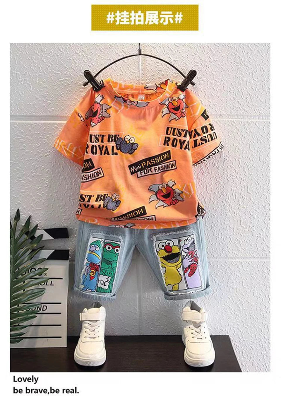 2026 New Kids Clothing Set Cartoon Print Short Sleeve T-Shirt & Denim Shorts 2Pcs/Sets Casual Summer Boys Children Clothes 3-12Y