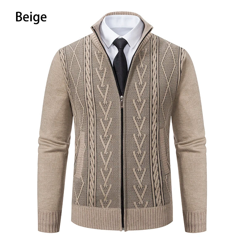 2023 Autumn and Winter New Cashmere Padded Warm Casual Men's Knitted Sweater Coat