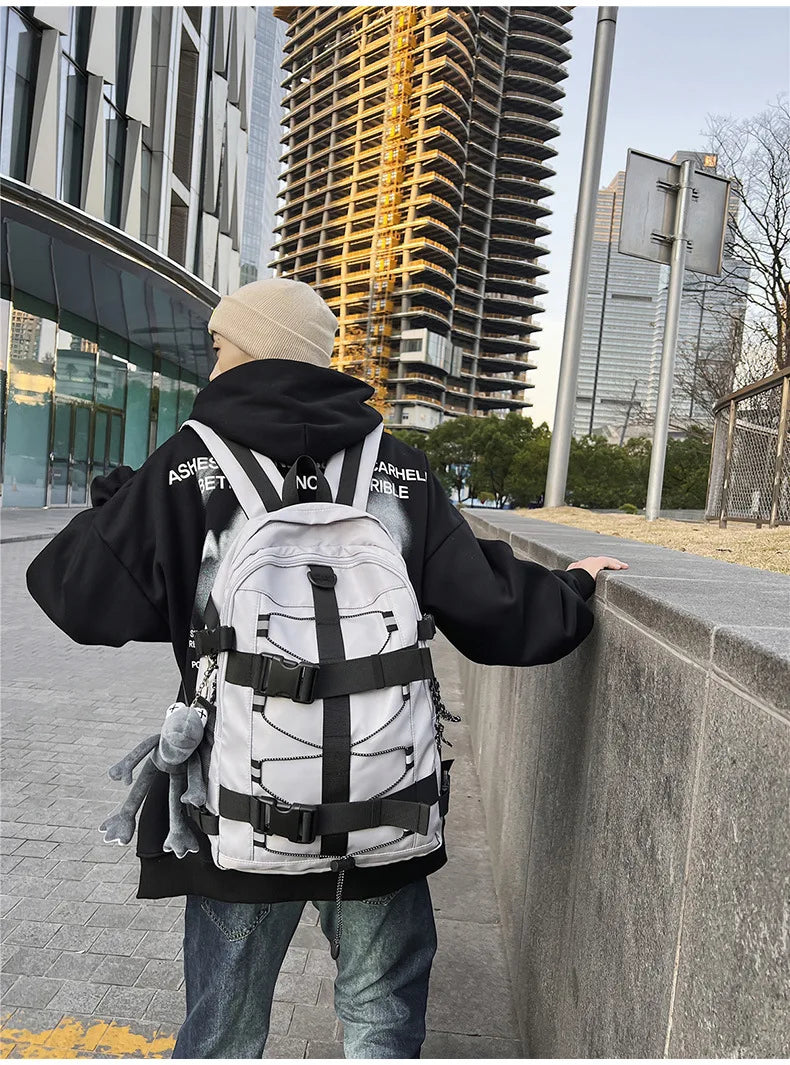 Backpack men and women cool backpack leisure junior high school students backpack personality skateboard