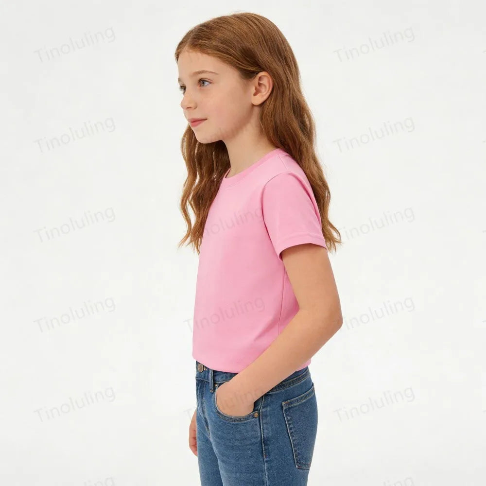 1 to 14 Years Boys T Shirts 100% Cotton Plain Girl T Shirt Sports Black White Children's Tees Short Sleeve Teenage Baby Clothing