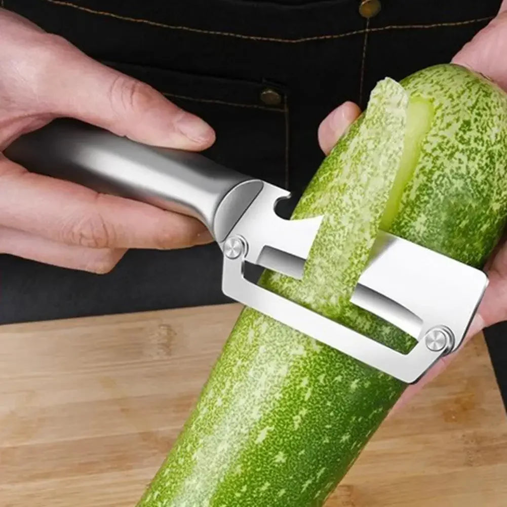 1/2PCS 2-in-1 Stainless Steel Vegetable Peeler Multifunctional Fruit Peeling Tool with Bottle Opener for Kitchen