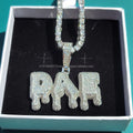 " DAE " Drip Letter Pendant With Tennis Chain Lab Grown  Diamond Hip Hop Necklace Custom Bling Jewelry