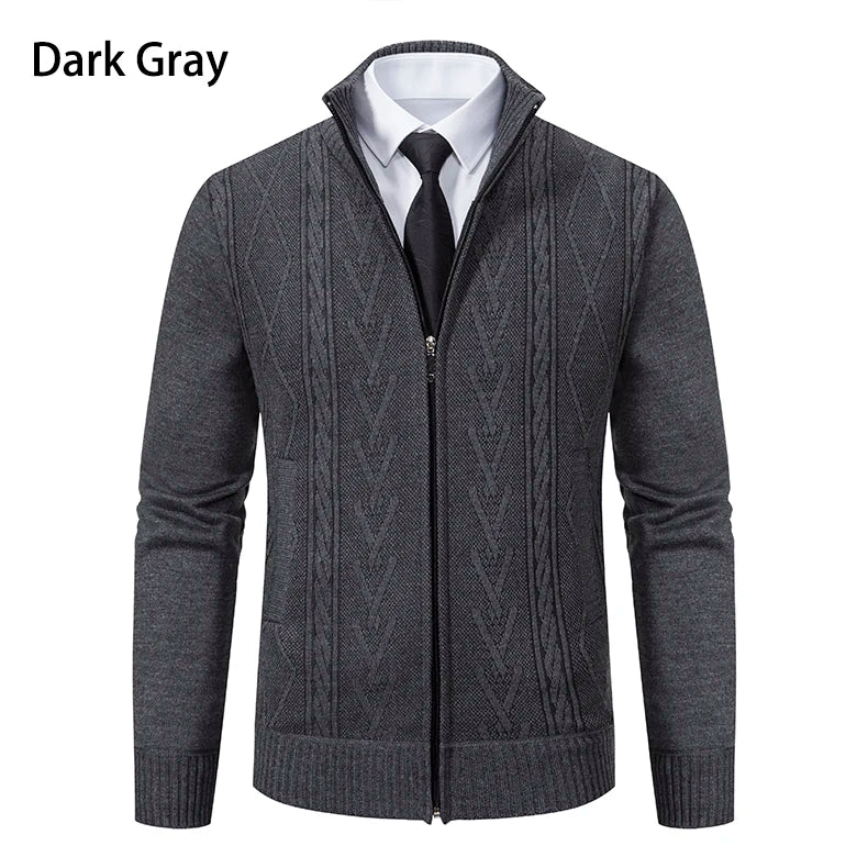 2023 Autumn and Winter New Cashmere Padded Warm Casual Men's Knitted Sweater Coat