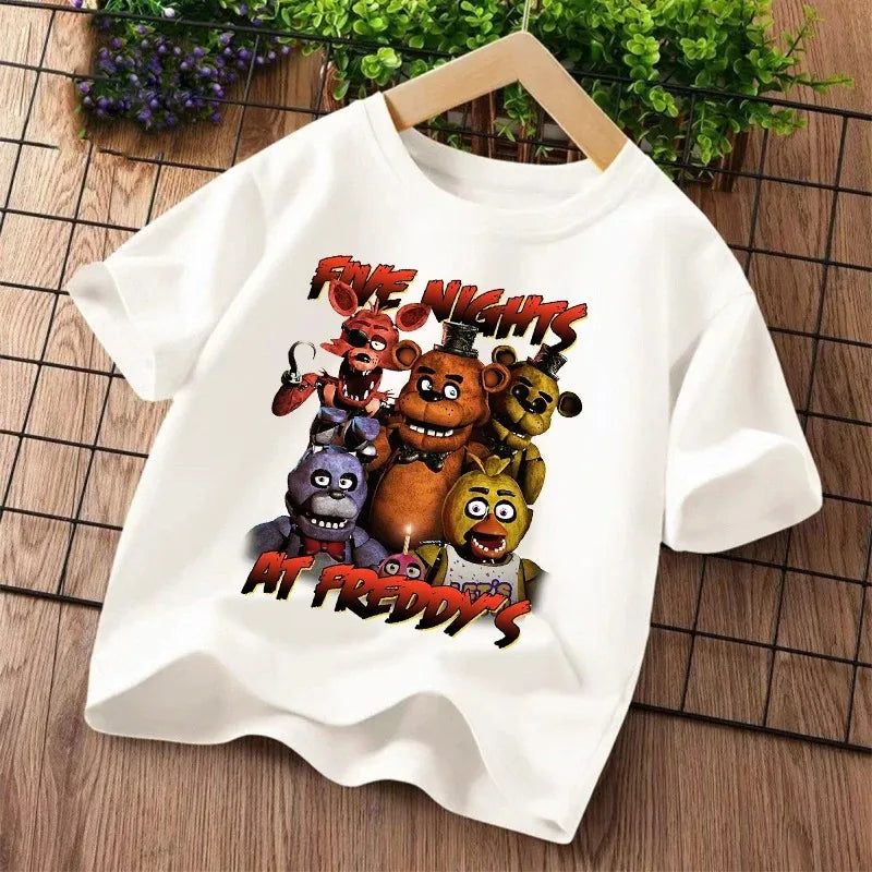 2026 Cartoon Five Nights At Freddys Kids T-shirts FNAF Graphic T-shirt Children Casual Sports Tops Short Sleeves Kids Clothing