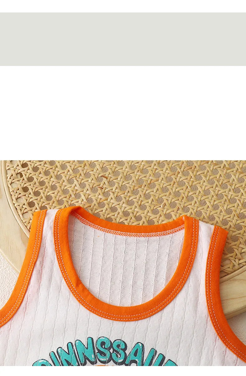 Cotton Cartoon Kids Boys Casual Tank Tops For Baby Summer Children Vests For Girls Clothing