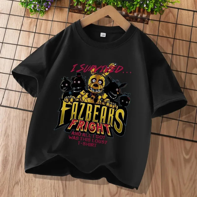 2026 Cartoon Five Nights At Freddys Kids T-shirts FNAF Graphic T-shirt Children Casual Sports Tops Short Sleeves Kids Clothing