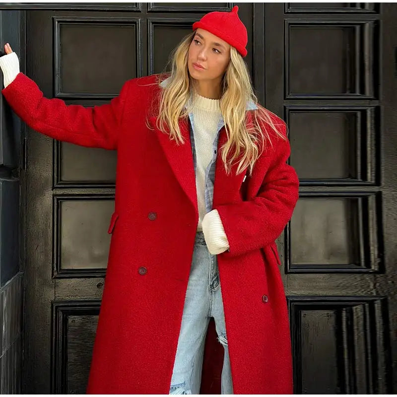 2026 Autumn Winter Solid Women's Woolen Overcoat Urban Long Sleeve Lapel Button Female Outwear Elegant Fashion Lady Overcoats