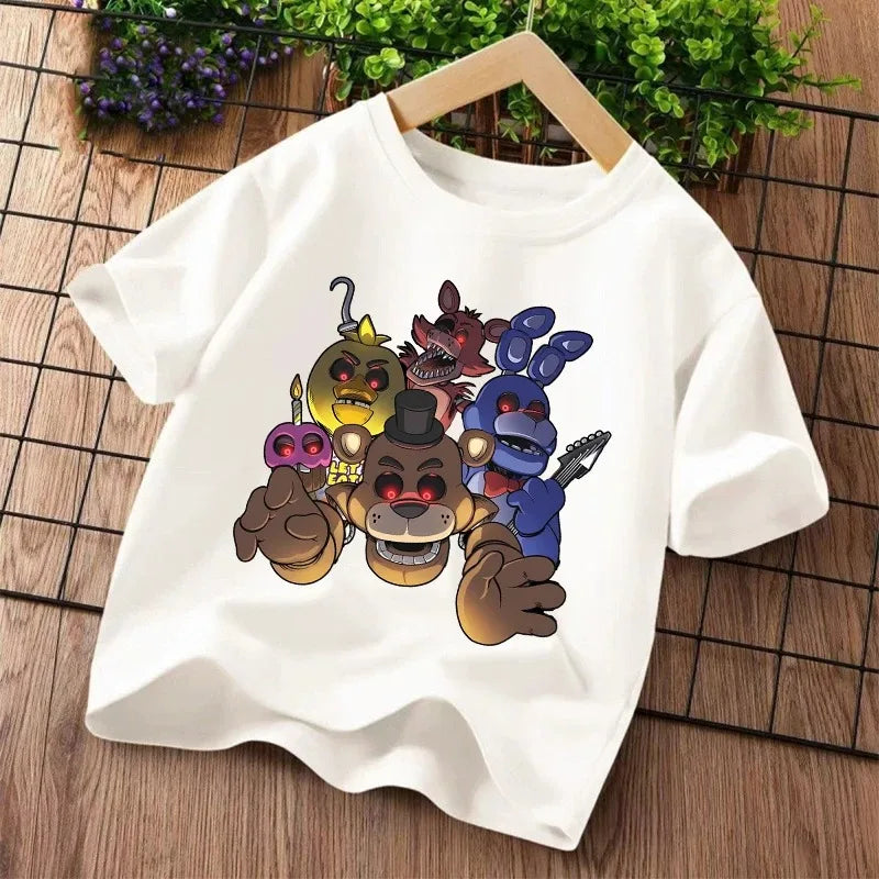 2026 Cartoon Five Nights At Freddys Kids T-shirts FNAF Graphic T-shirt Children Casual Sports Tops Short Sleeves Kids Clothing