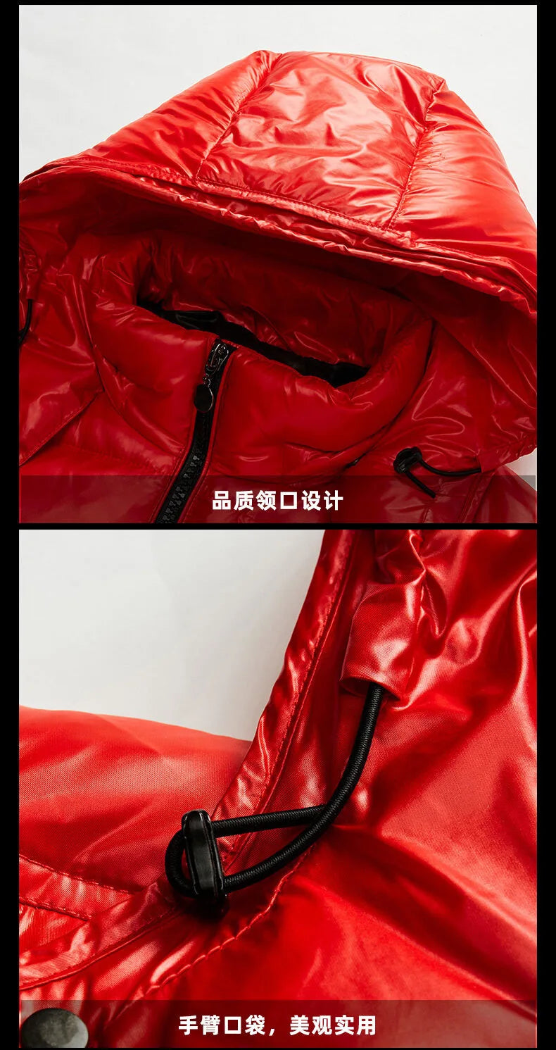 2026 Fashion Waterproof Short Cotton Jackets Men's Black Lightweight Snow Parkas High Quality Glossy Parkas Winter Jackets Male
